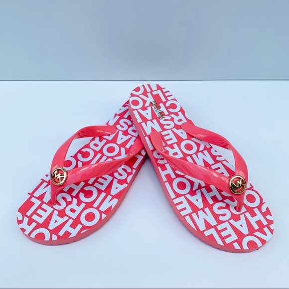 Micheal Kors Grapefruit/Gold logo Flip Flop - Picture 8 of 8